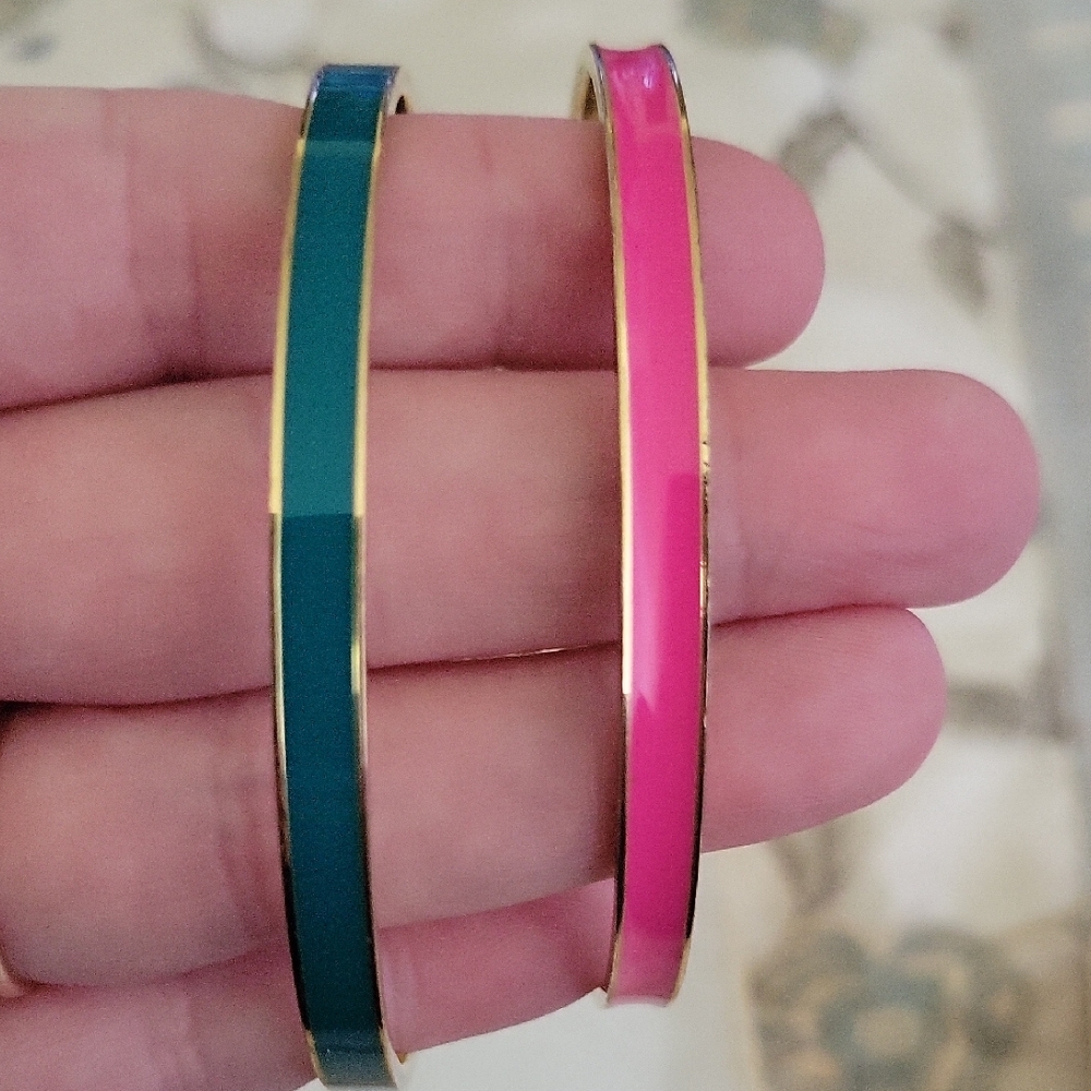 Kate Spade New York Gold-Edged Green & Pink Bracelets Break The Ice In The Pink